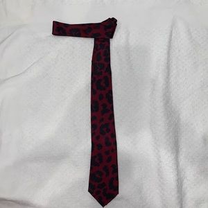 Paul Smith Mens Silk Tie. Animal Print Red/Blk